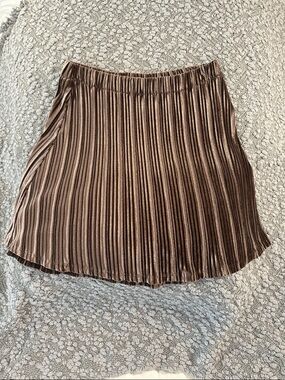THML Brown Pleated Skater Skirt